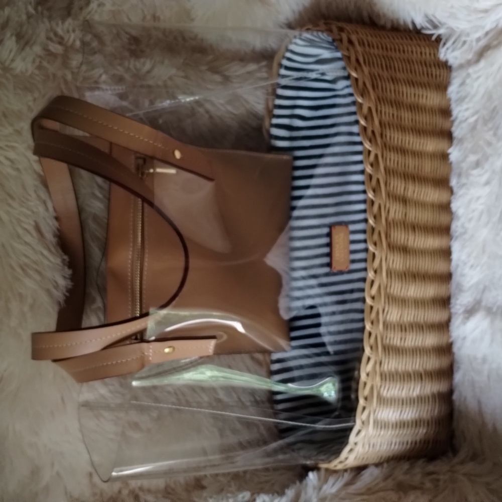 Frances Valentine clear wicker tote